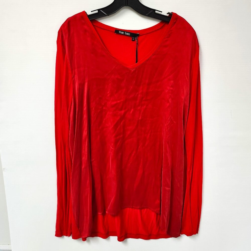 Marc Aurel Women's Red Dual Textured Long Sleeved Top Size 14 & 16